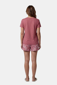 Sweet Dreams Floral Printed Short Set - Dusty Red — thumbnail 2